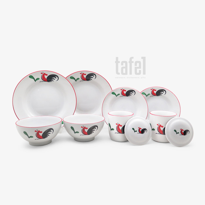 Piring Makan Set Ayam Jago isi 8