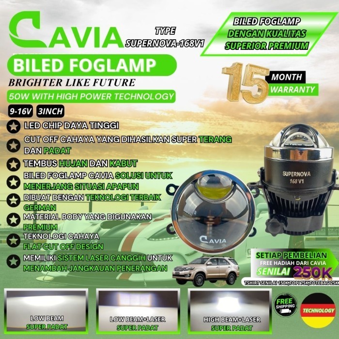 CAVIA-SUPERIOR PREMIUM LAMPU BILED LED FOGLAMP PROJECTOR TOYOTA FORTUNER SUPER TERANG
