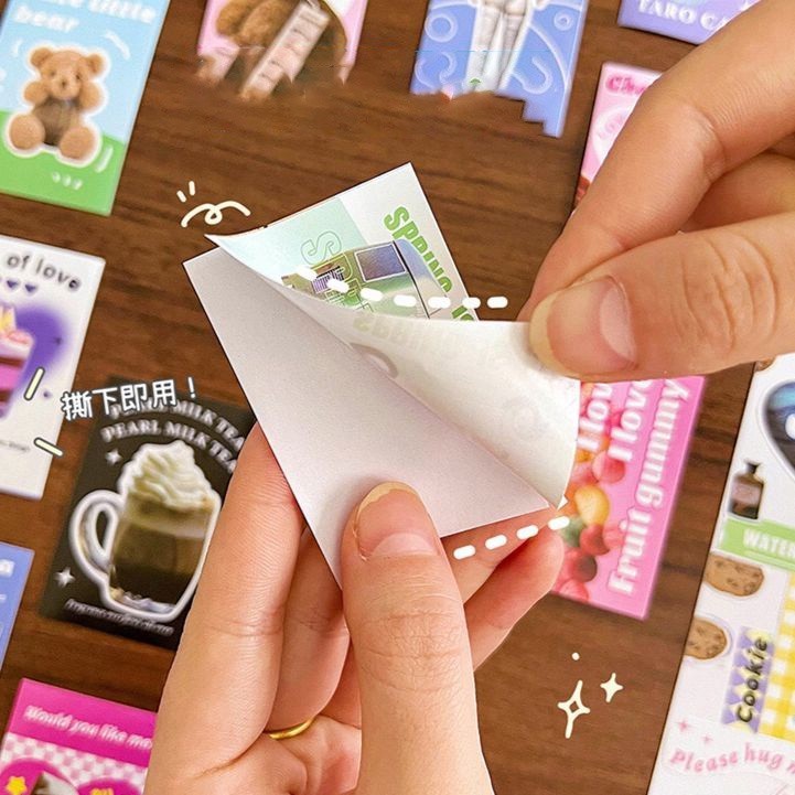 

MCC 50Lembar MINI RETRO BOOK Sticker Deco Planner DIY Scrapbook Stiker Dekor Kotak - B0415