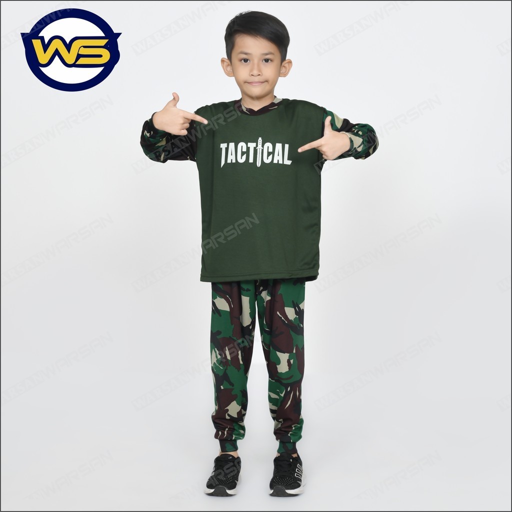 STELAN TACTICAL ANAK WARNA HIJAU / BAJU STELAN TACTICAL ANAK DRYFIT / STELAN ANAK OUTDOOR