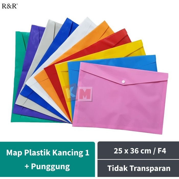 

Map Plastik Kancing 1 + Punggung F4 Folio R&R Warna Solid
