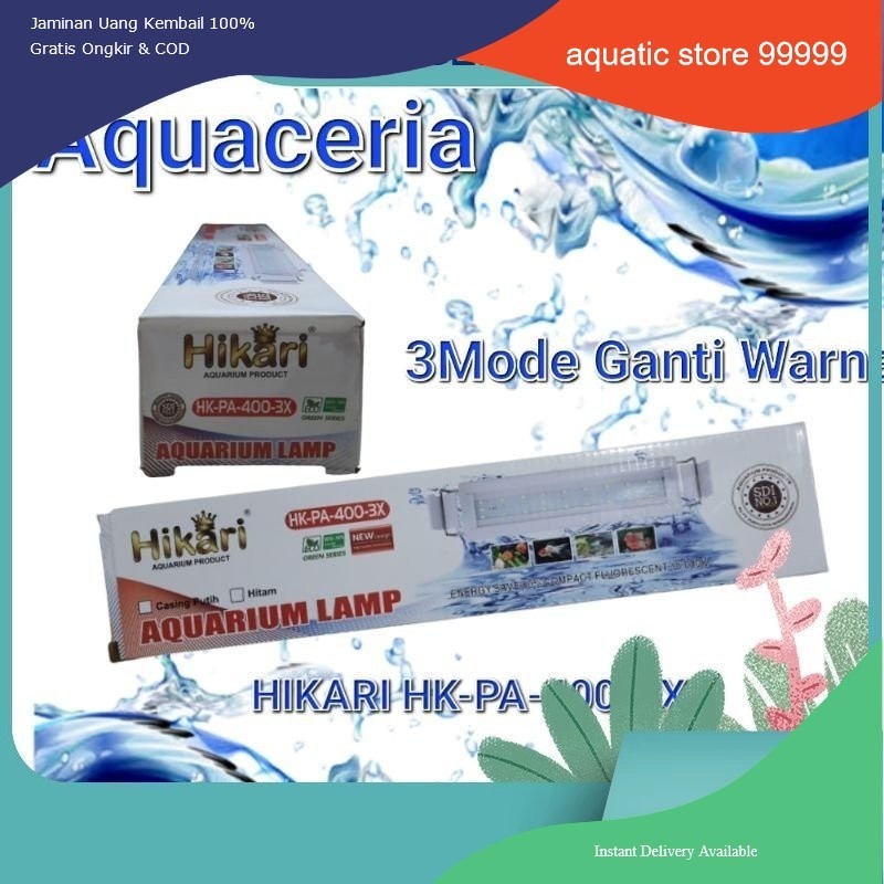 Lampu Gantung Aquarium 30-40 cm HIKARI PA 400 3X LED 3Mode Warna