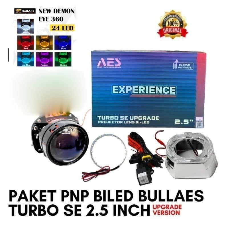 PAKET BILED Projector Projie LENGKAP AES TURBO SE Gen 3 experience  2.5 INCH + Shroud BMW Devil RGB 