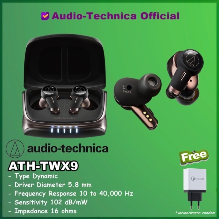 Audio Technica ATH-TWX9 TWX 9 TWS True Wireless ANC Earbuds Earphones - Hitam