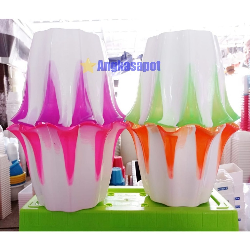 6 PCS Pot Shallom Primadona 25 Setengah Lusin Pot Plastik Bunga Tanaman