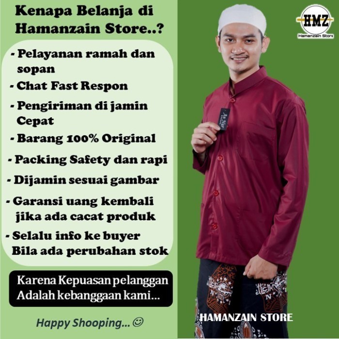 ✨MURAH✨ -Baju Koko Haibah Ammu Lengan Panjang Polos Warna Atasan Muslim Pria - Kuning Kunyit, Size 3