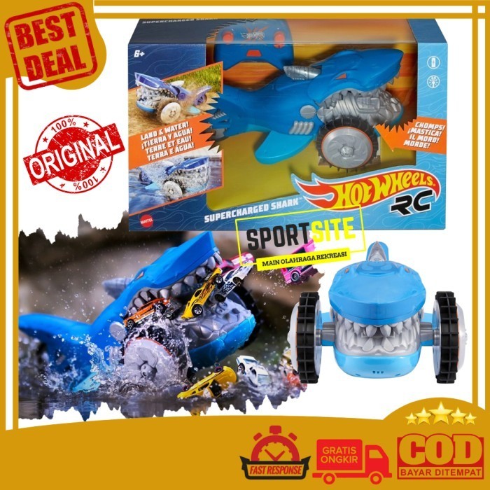 Hot Wheels RC Supercharged Shark Remote Control Amfibi & Air Mobil Hiu -KA67