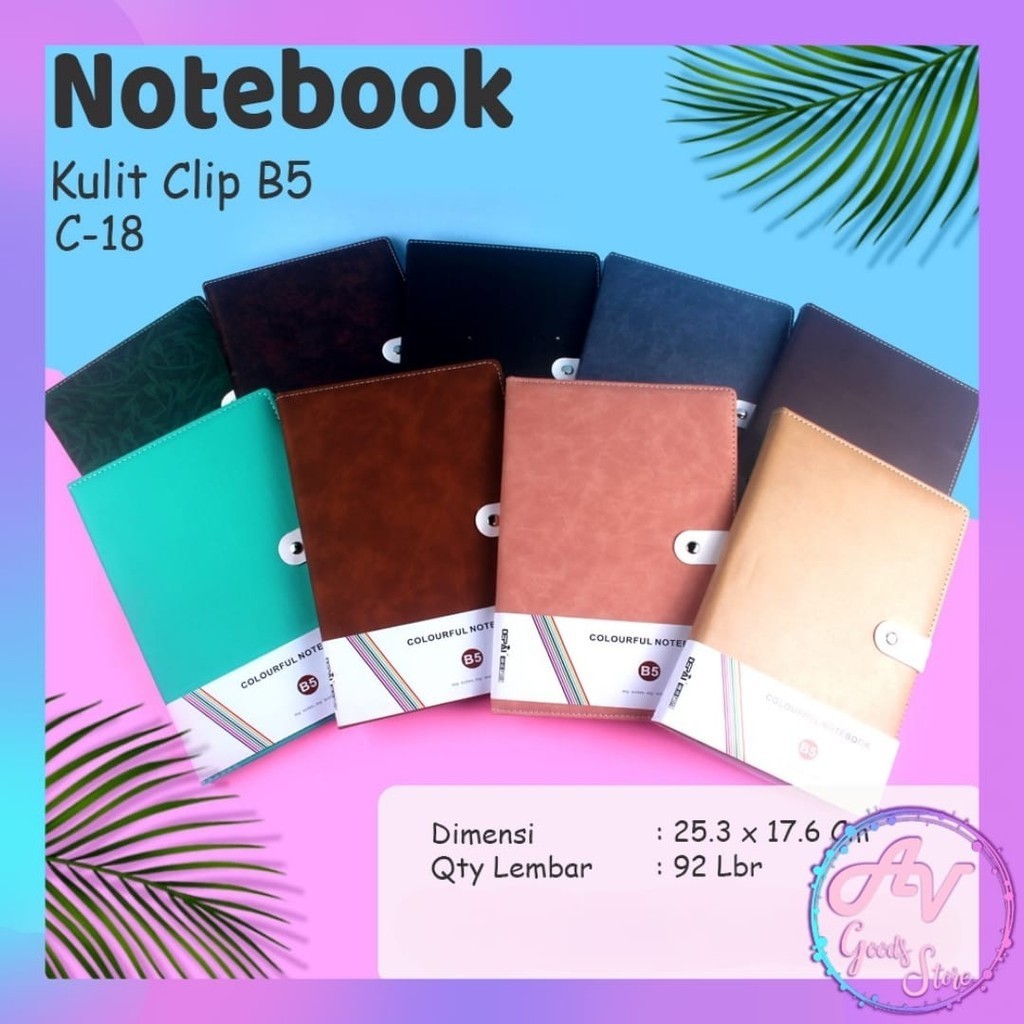 

Notebook Kulit B5 Klip C18 96lbr / Buku Notes B5 Kancing Clip / Agenda Jurnal B5