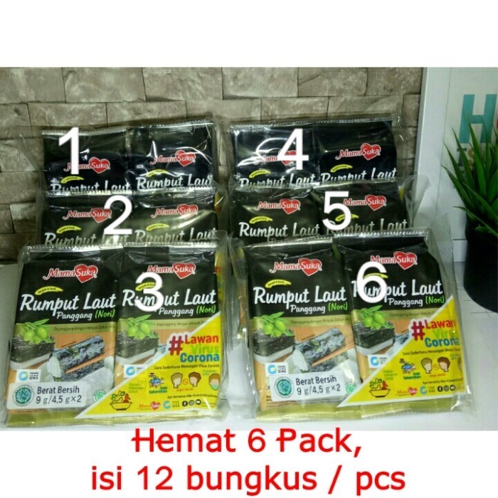 

NEW Hemat 6 Pack Rumput Laut Mamasuka (isi 12 bks/pcs) - Salted Eggs