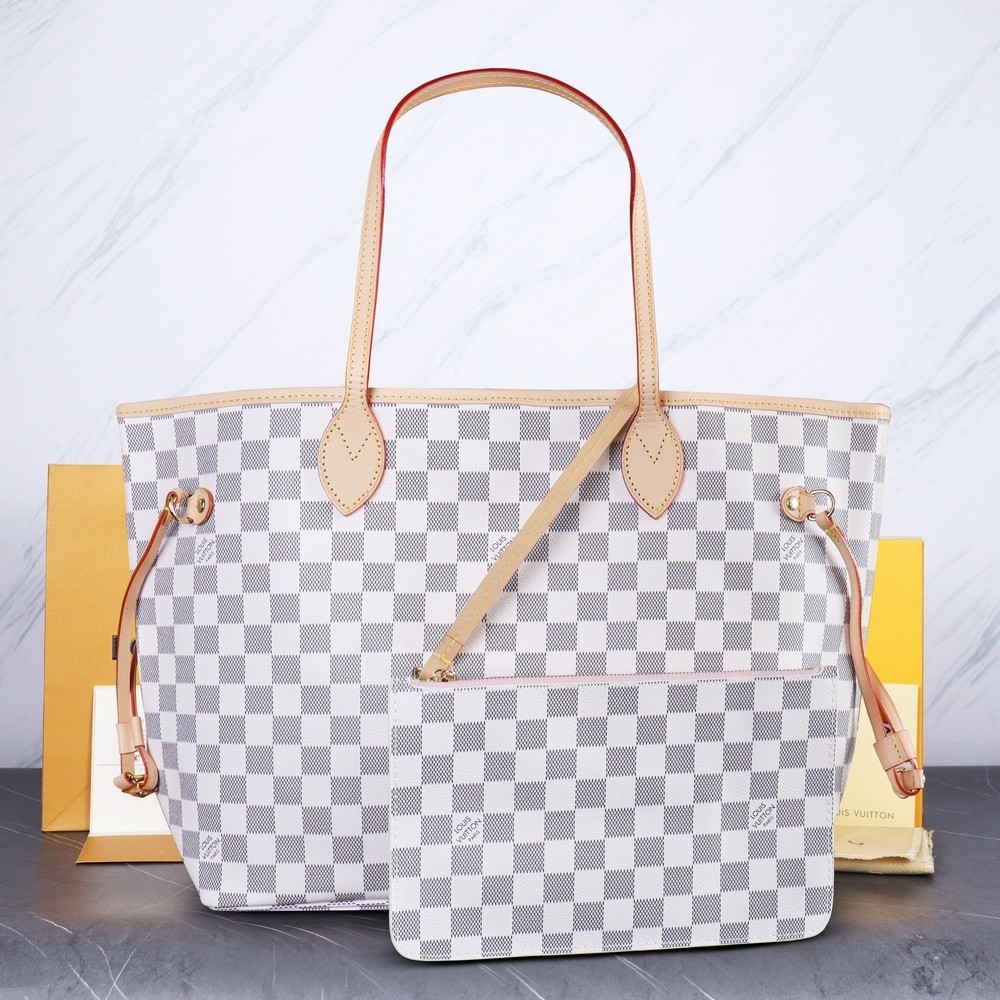 [BRANDED REPUBLIC 2] TAS HANDBAG WANITA LOUIS VUITTON NEVERFULL DAMIER AZURE PINK SHOULDER BAG