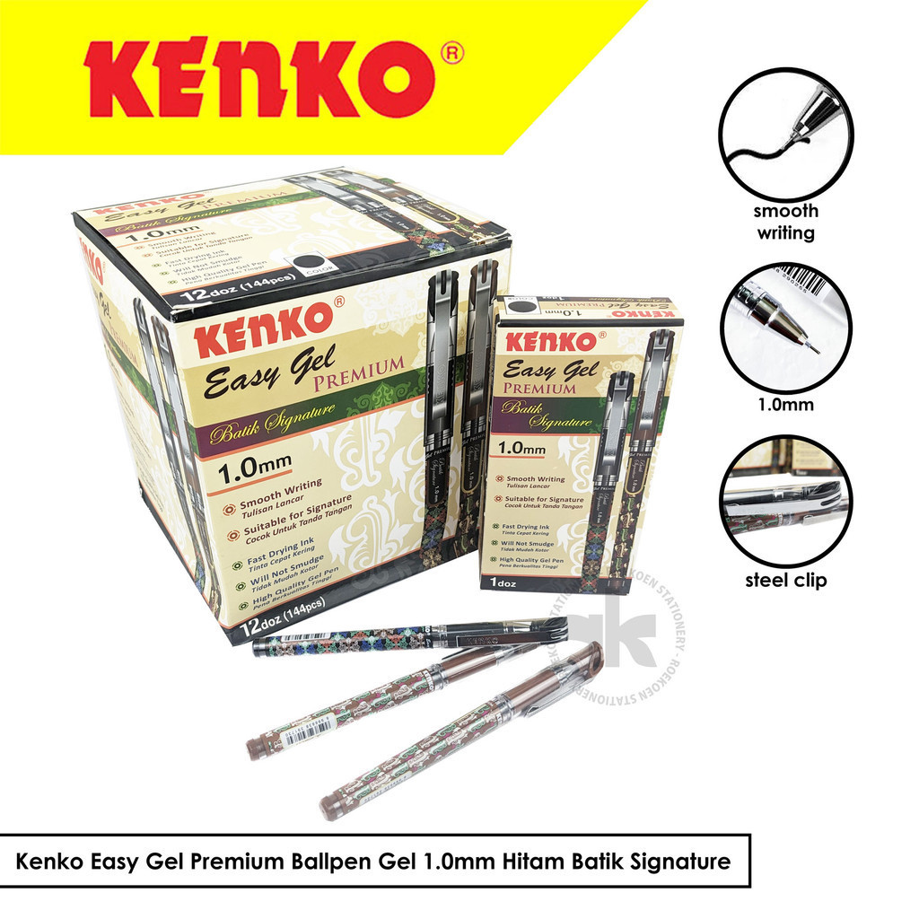 

Kenko Easy Gel Premium Ballpen Gel 1.0mm Hitam Batik Signature