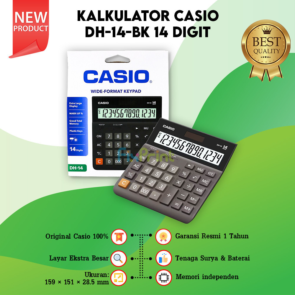 

Calculator Casio Dekstop Black 14 Digits Casio DH-14 New Original