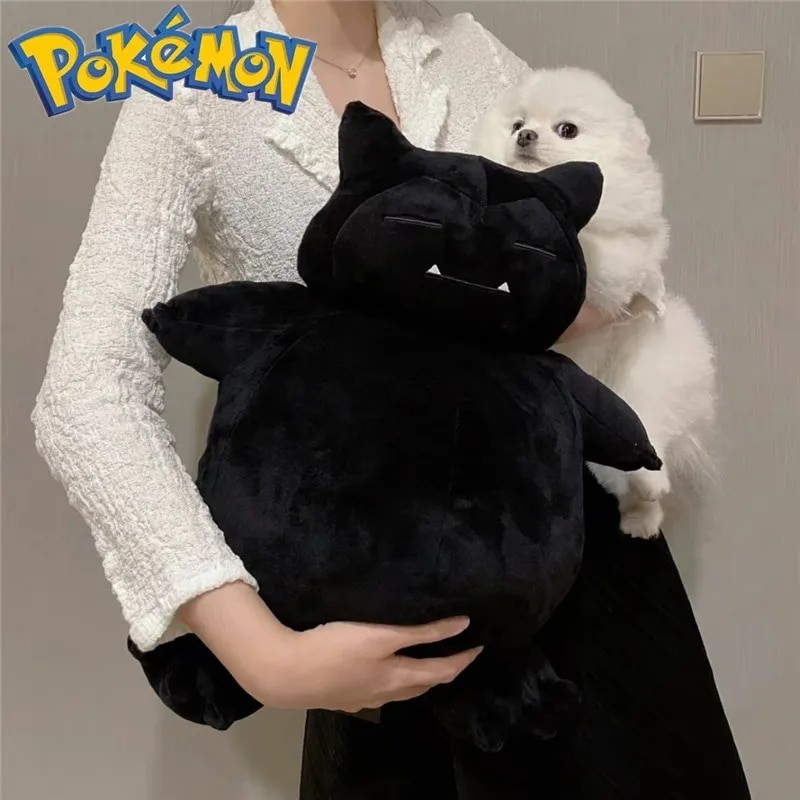 50CM Big Size Pokemon X Fragment Black Snorlax Dark Pikachu Anime Character Kawaii Stuffed Doll Pill