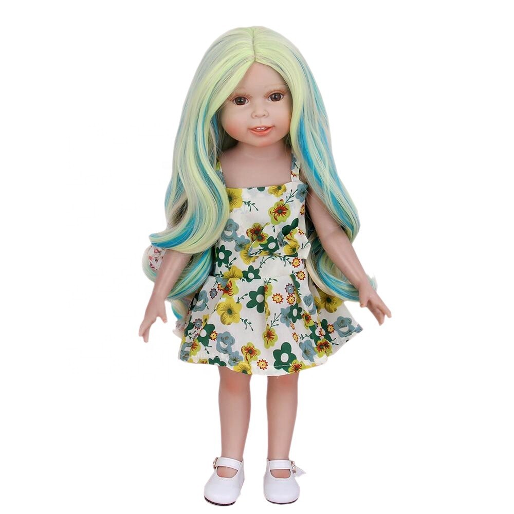 Wig Fantasi Panjang Ikal Bergelombang Wig Boneka Tahan Panas untuk Boneka 18 Inci