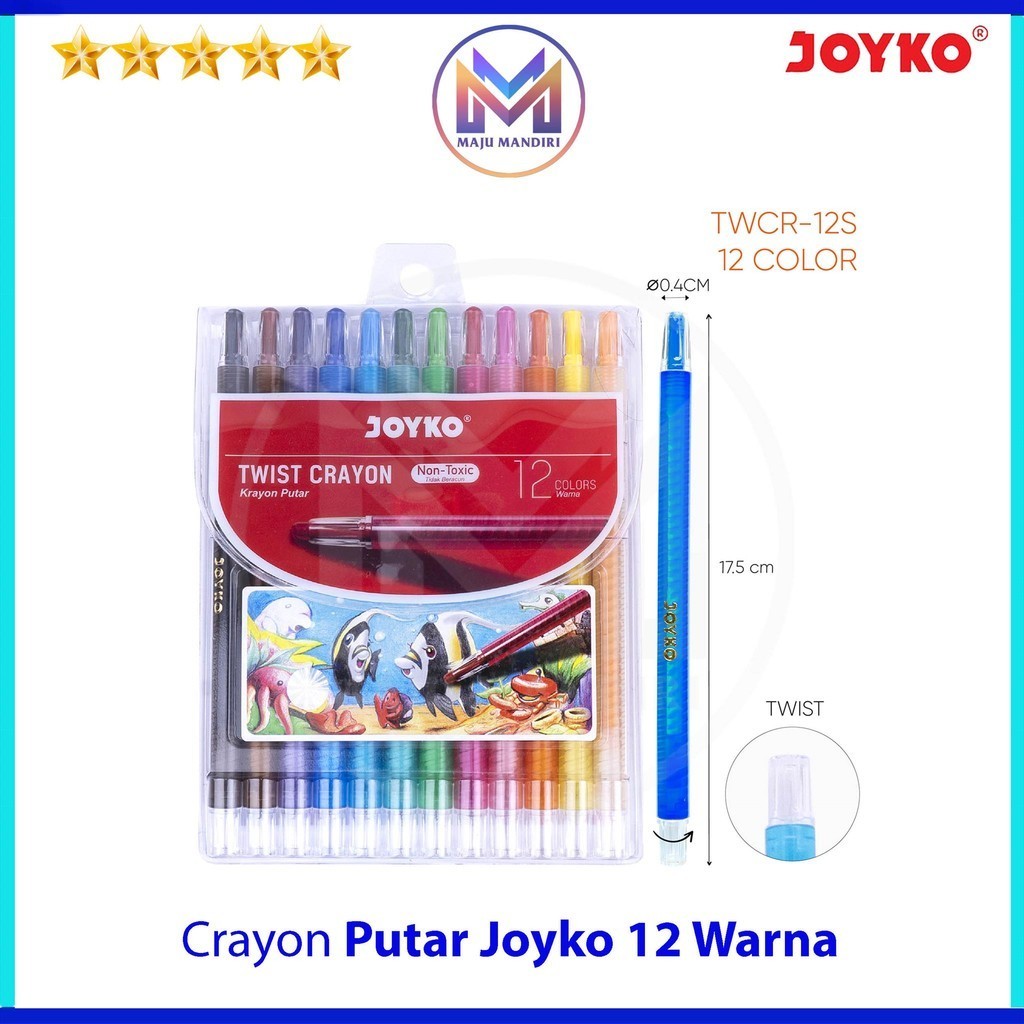 

Crayon Putar Joyko 12 Warna TWCR-12s / Krayon Ulir 12 Panjang