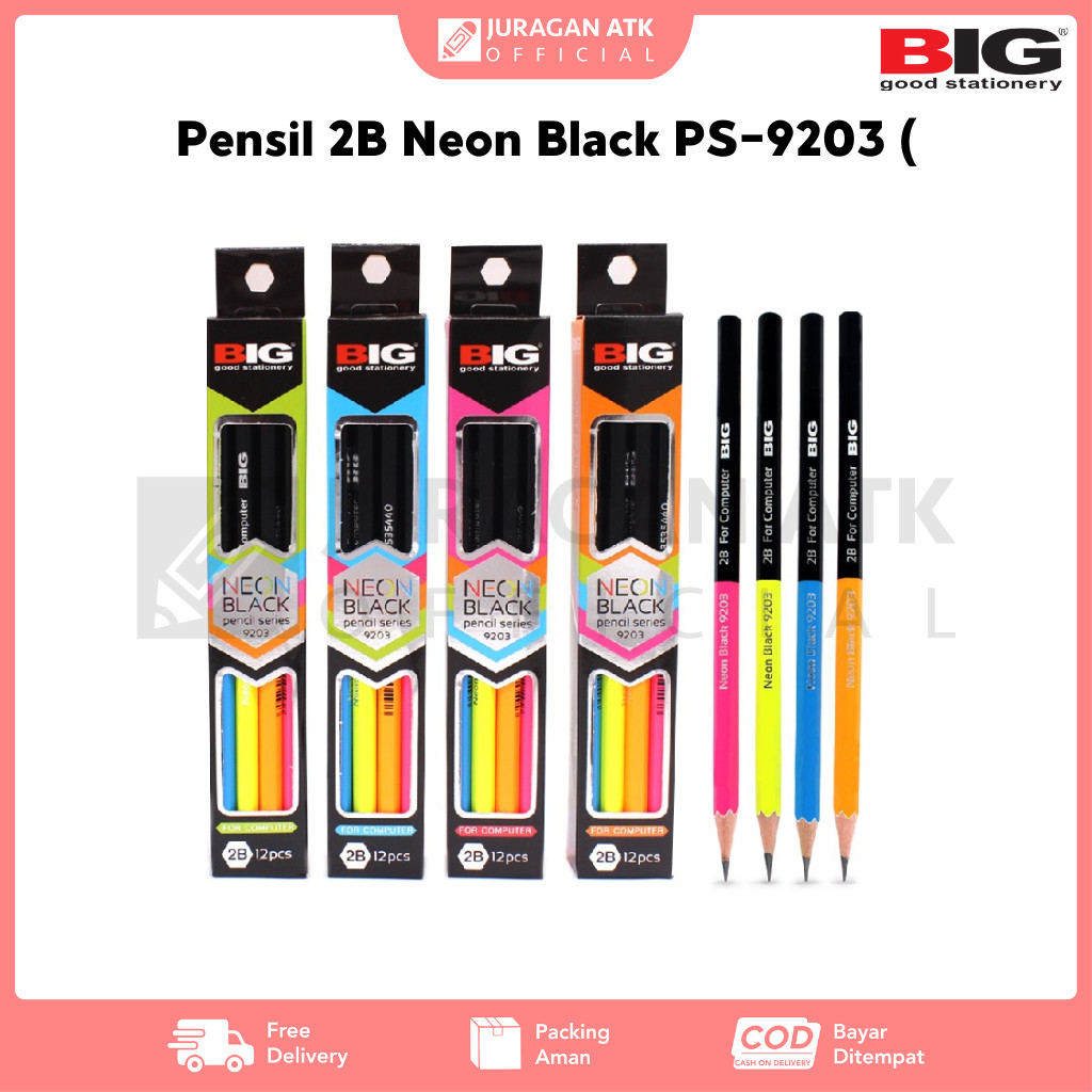 

Pensil 2B Neon Black BIG PS-9203 (1Pack Isi 12Pcs)