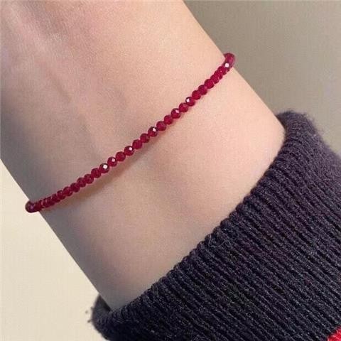 Gelang Kristal Spinel Merah, Hijau dan Hitam Batu Alam Sangat Halus, Batu Pasir Biru-hijau Lapis Ema