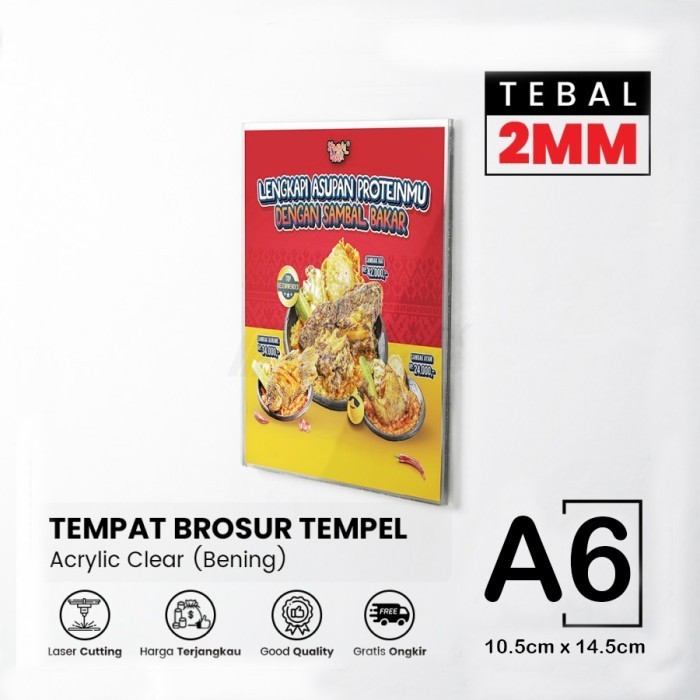 

Sign Brosur Akrilik A6 Tempel Dinding - Tempat Frame Holder Acrylic