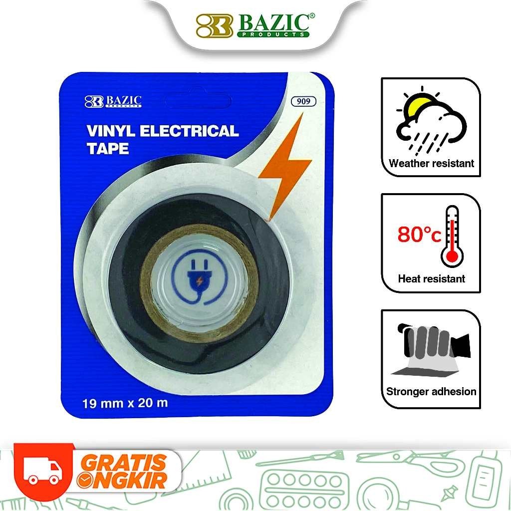 

Bazic PVC Electrical Tape 0.13 x 19mm x 20m - Isolasi Listrik