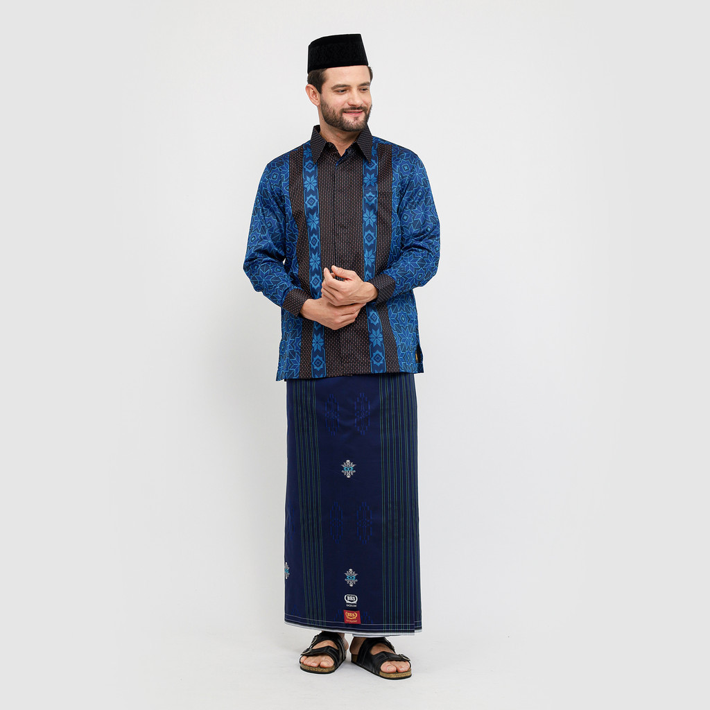 Sarung BHS Excellent Gold Motif E52 STA Biru Tua 01