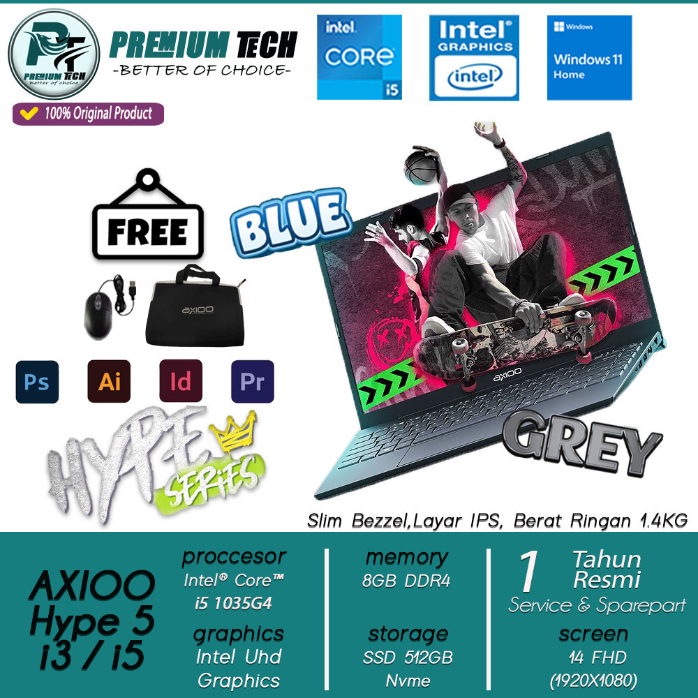 Laptop Murah Baru Axioo Mybook Hype 3 / 5 Core i5 RAM 16GB 512GB SSD FHD IPS Windows11 ORIGINAL