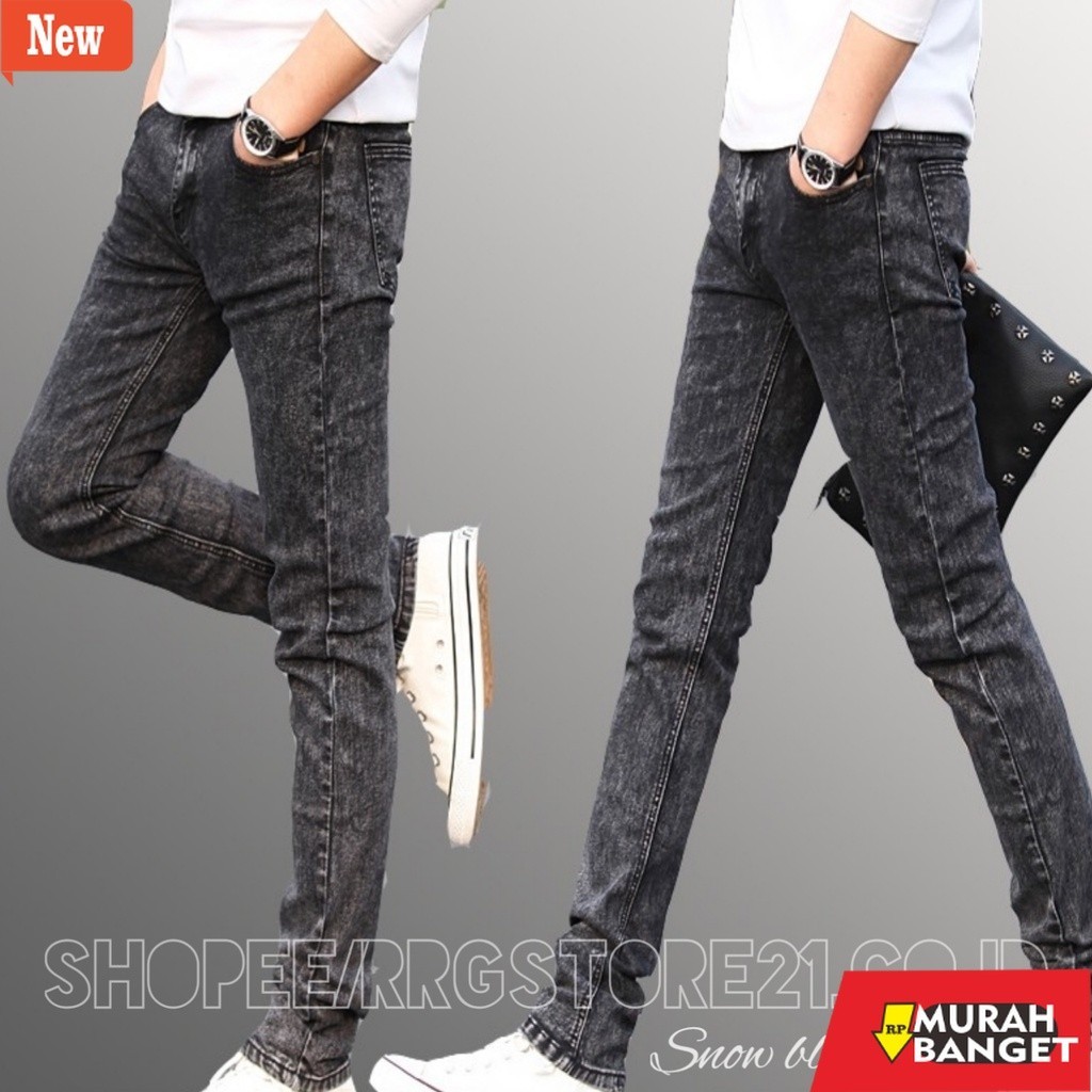 Celana denim pria- Celana Jeans Pria Slim Fit Retro Biotink Skinny Stretch Full Retro Denim