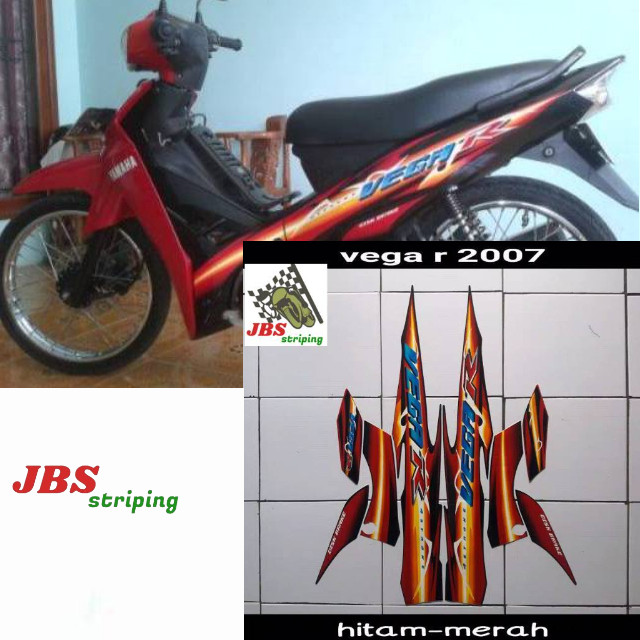 striping vega r sticker yamaha vega r new thn 2007 2008 hitam merah