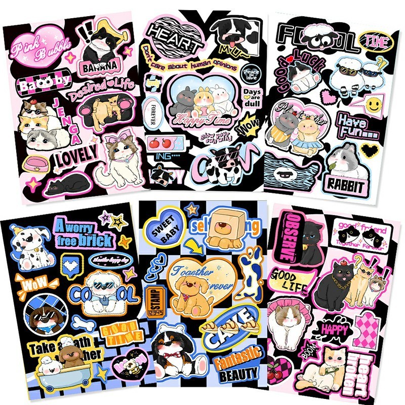 COD Stiker Retro Amerika Stiker DIY Buku Pegangan Gaya Keren Yang Manis Stiker Hewan Lucu