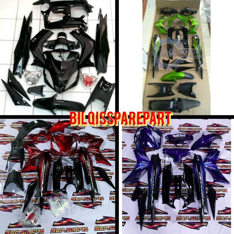 COVER FULL SET BODY HALUS KASAR JUPITER MX OLD/LAMA WARNA MERAH BIRU HITAM HIJAU PLUS STRIPING