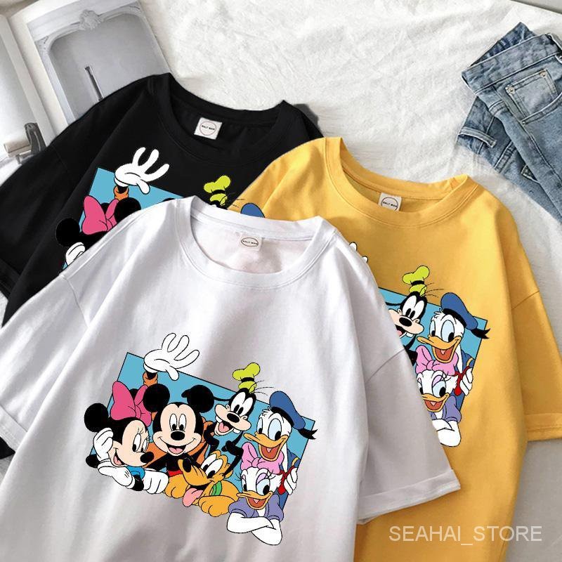 hawaiian outfit for women  Women's   Kawaii Mickey Mouse Summer T-shirt Ladies Black Top Kormen