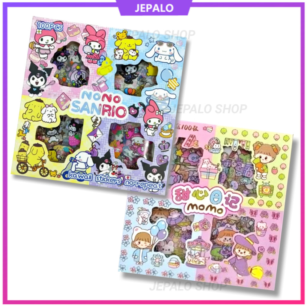 

Stiker kartun korea viral sanrio Momo isi 100 Lembar Motif Kartun Korea Anti Air jepalo shop makassar