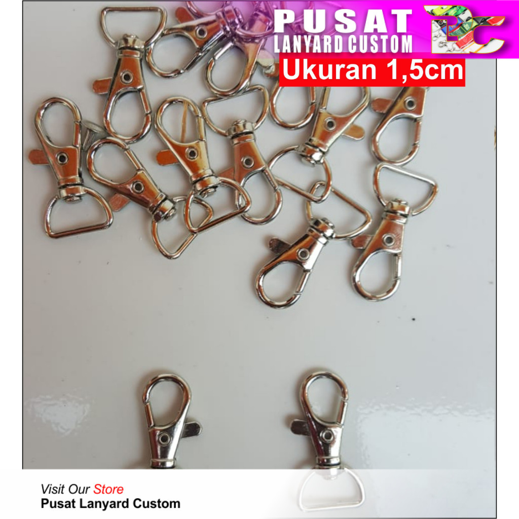 

Pusat Lanyard Custom - KEW KEW Kait Besi Cantelan Gantungan Pengait Pita Lanyard ID Name Card ukuran 1,5 cm