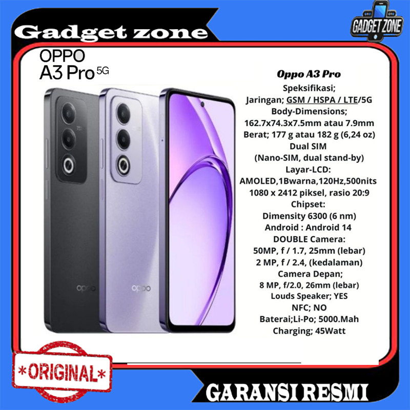OPPO A3 PRO 5G Ram8/256Gb Garansi Resmi