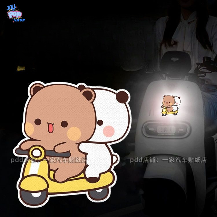 

Stiker Bubu Dudu skuter reflektif Dekorasi Mobil Motor kendaran motor listrik Stiker glow in the dark boneka beruang dekorasi stiker beruang couple hiasan mobil motor