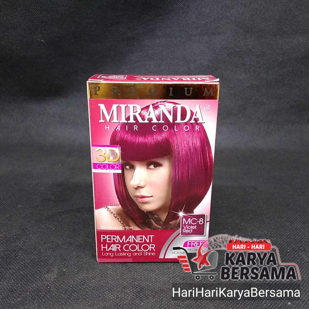 MIRANDA PERMANENT HAIR COLOR VIOLET RED MC-8 BOX (2'S X 30ML)+10ML