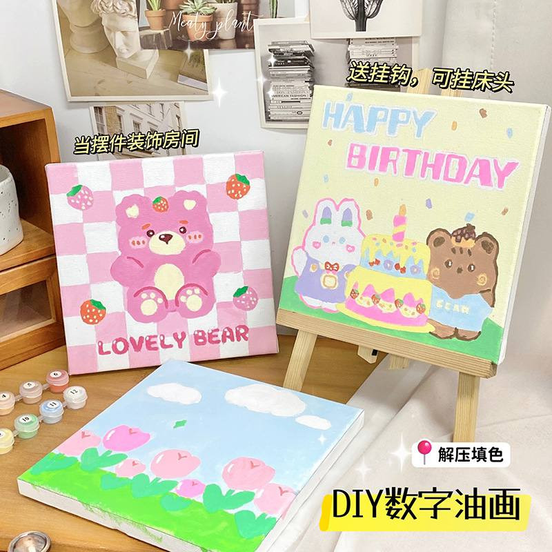 

DIY Canvas Painting Karakter Lotso Cinnamo roll, Melody/ Melukis dan Mewarnai Kanvas Dengan Nomor/Canvas Painting by Number/Set Alat Lukis Anak Kanvas Nomor
