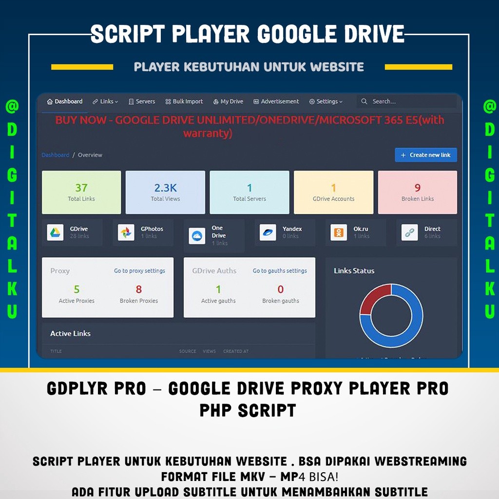 Script Jwplayer Google Drive Proxy Player Untuk Web Streaming Anti Limit - CodySeller