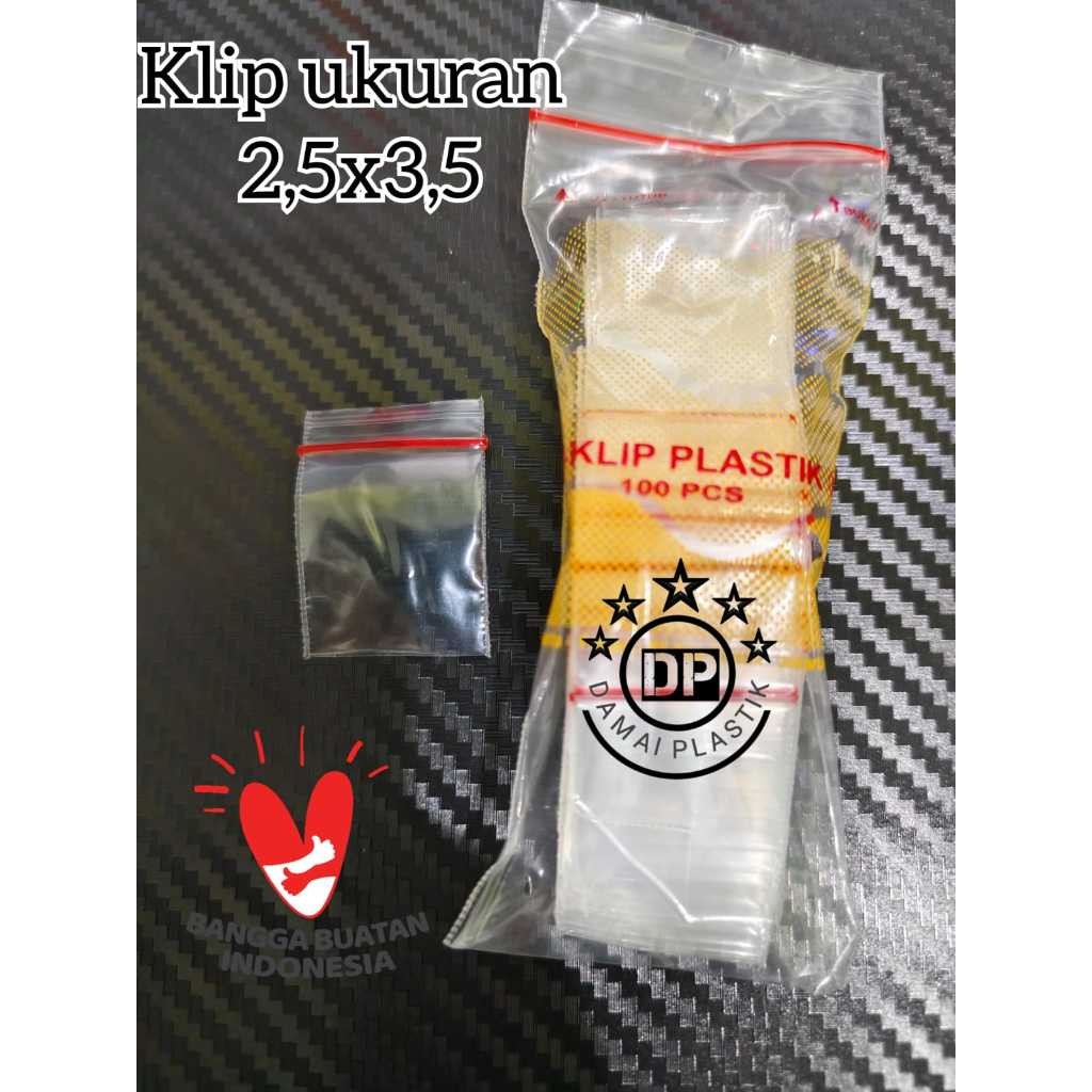 PLASTIK KLIP KECIL 2,5 X 3,5 CM ISI 100 LEMBAR CLIP OBAT EMAS MINI 2,5x4,5 MEREK KLIP PLASTIK