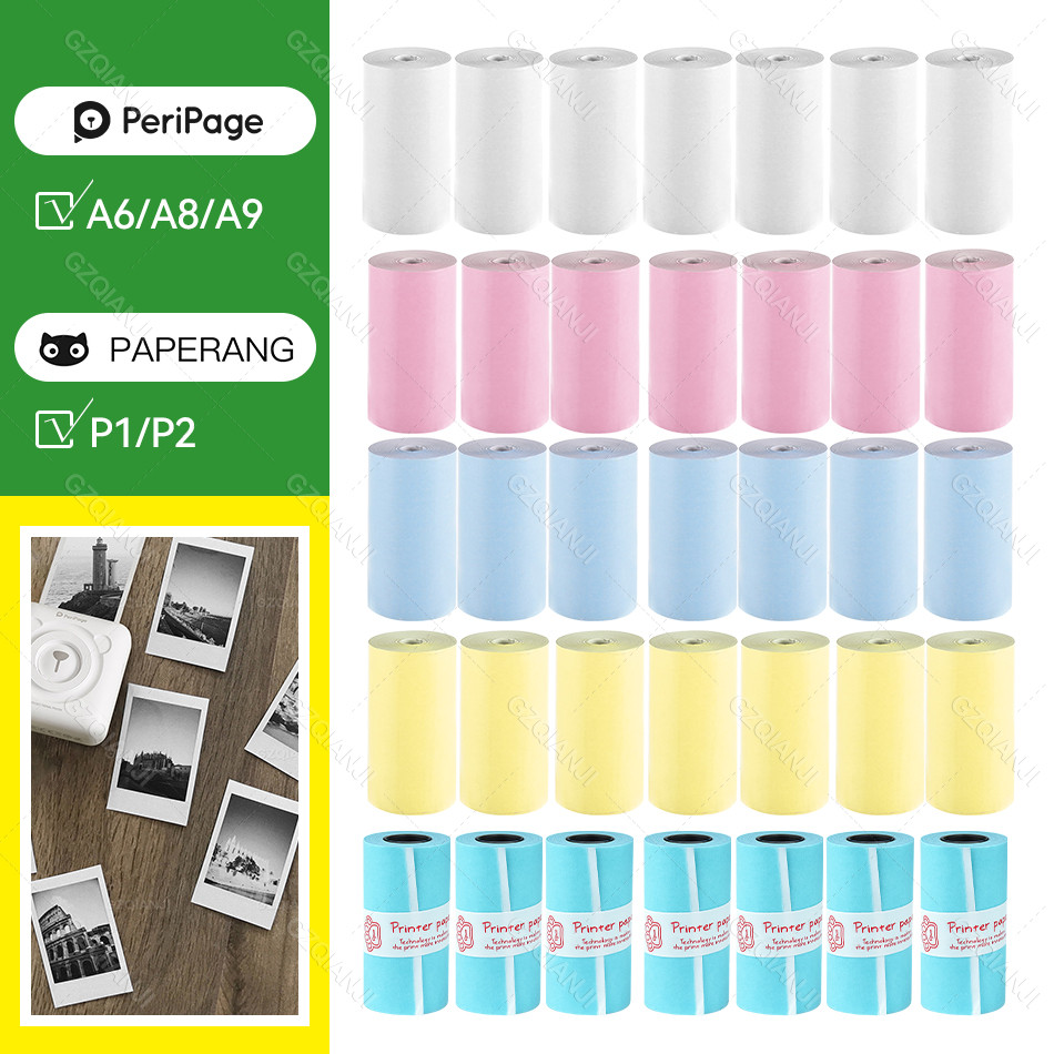 

57*30mm Thermal Printer Paper Roll White Color Note Label Sticker for 58mm Mini Pocket Photo Printer Peripage A6 A8 P1 P2 Poooli