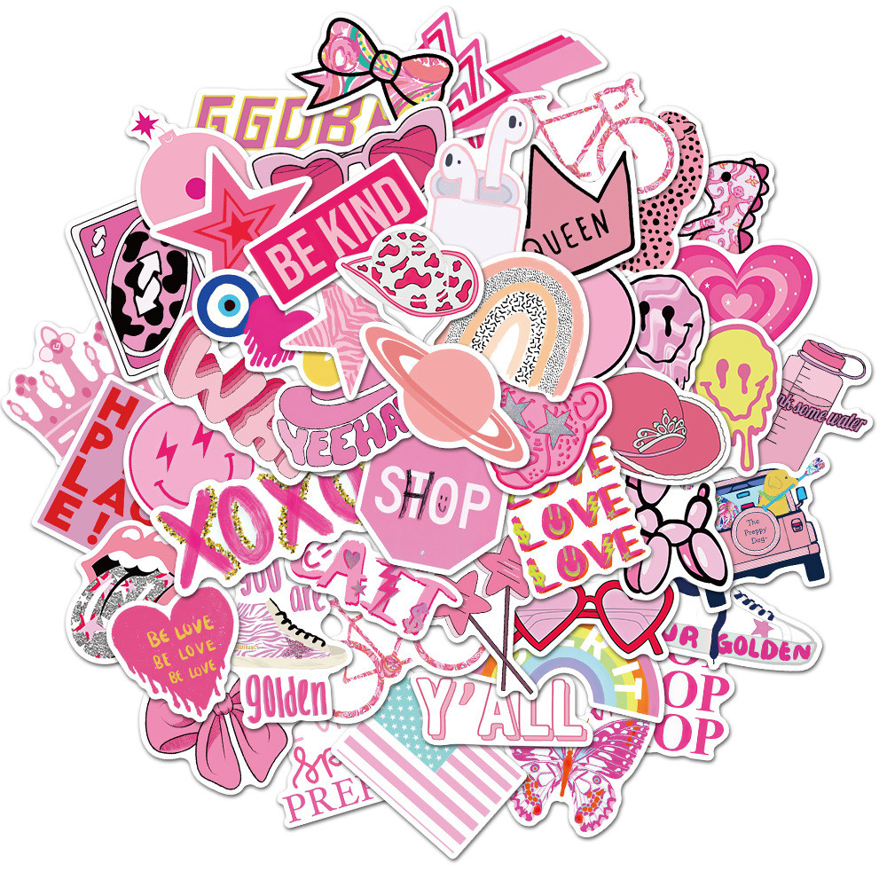 

10/30/50Pcs Cartoon Pink Cute Waterproof Graffiti Sticker Aesthetic Decorative Luggage Laptop Cup Phone Guitar Scrapbook Sticker