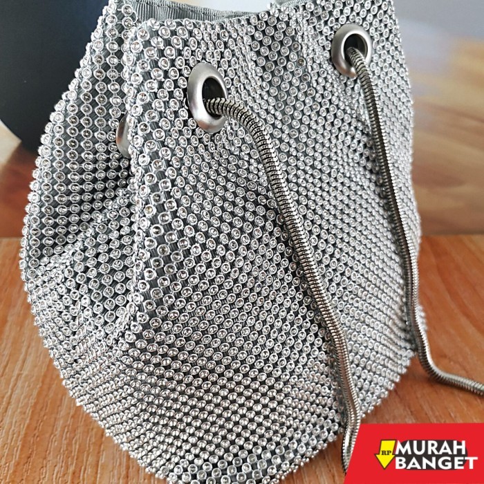 tas selempang wanita simple elegan Tas Pesta Serut Bling Wanita Kondangan Selempang Kristal Import 2