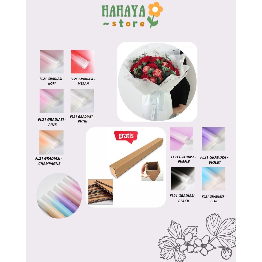 

HAHAYA - (5 LEMBAR) - FL21 GRADIASI Kertas Bunga Paper Buket Motif Gradiasi Double Line Florist Cellophane