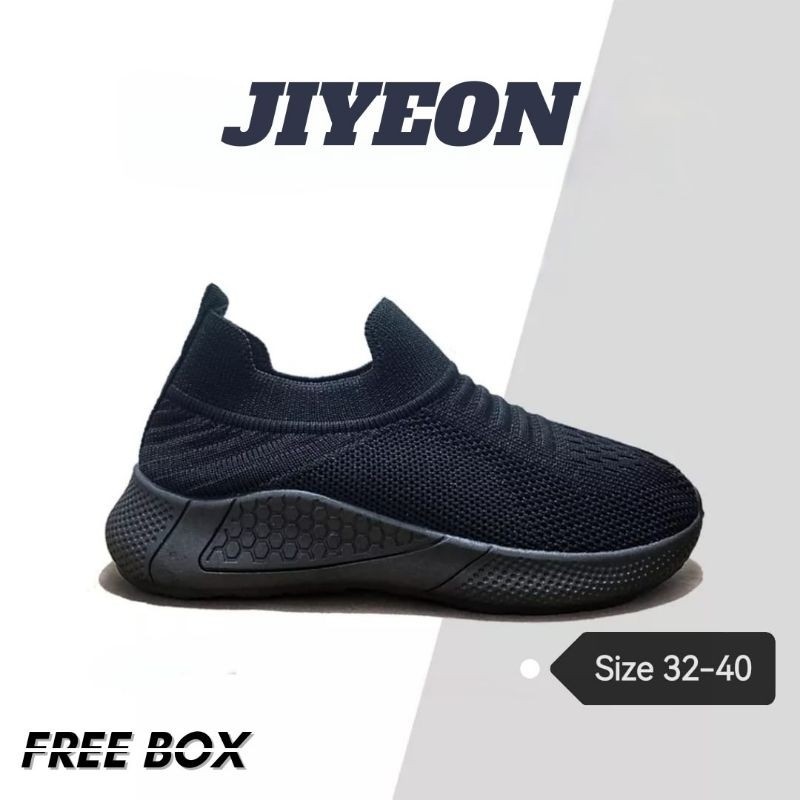sepatu murah FREE BOX SIZE 32-40 LV0438 Sepatu Sekolah Anak SD Sepatu Slip On Anak Hitam Tanpa Tali 