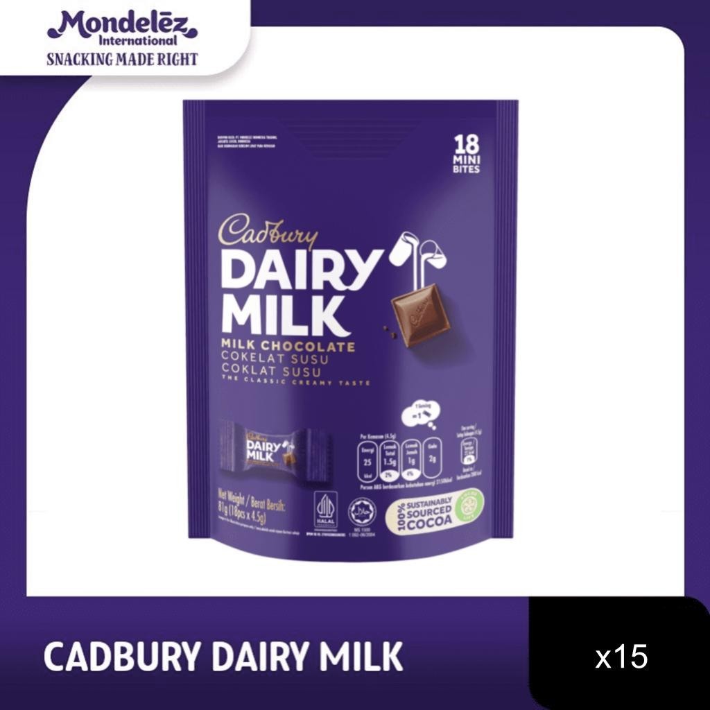 

Cadbury Dairy Milk Cokelat Sharebag Isi 18 x 15 (Family Pack)