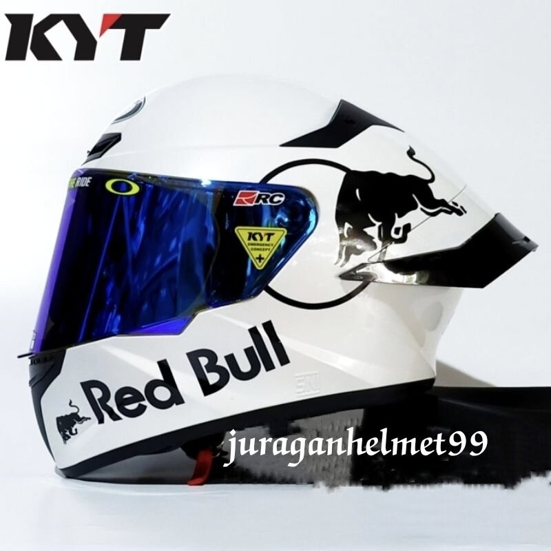 Helm Full face KYT TT Course Putih Paket Ganteng Red Bull