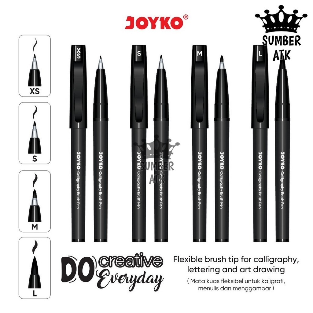 

Calligraphy Brush Pen Pena Kuas Kaligrafi Joyko CBP-386 XS S M L