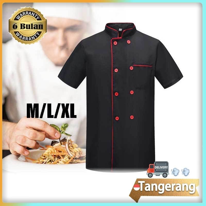 Baju Koki / Chef Jacket Lengan Pendek Seragam Chef Pria Wanita