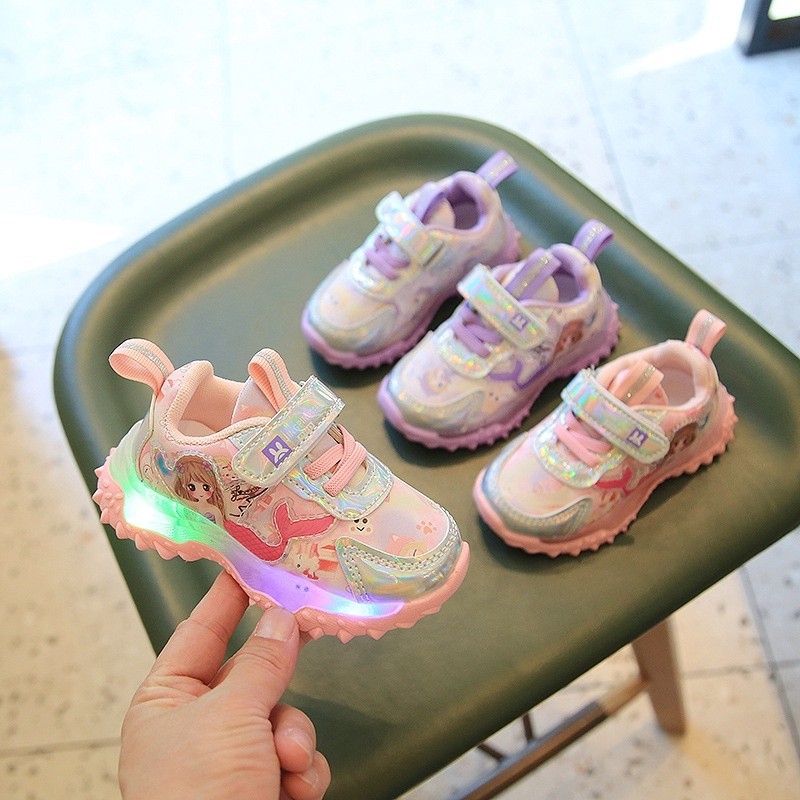 Kiddos - Sepatu Snikers Anak Perempuan Menyala Usia 1 2 3 4 5 6 Tahun Casual Branded Terbaru Sneaker