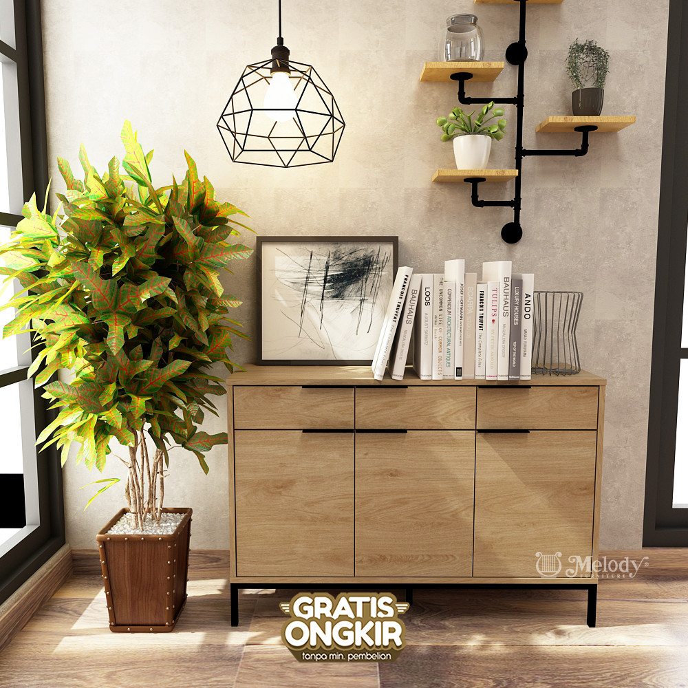 Melody Furniture - Laci Buffet Japandi Credenza Serbaguna FINDICATE 118 BEAUOAK