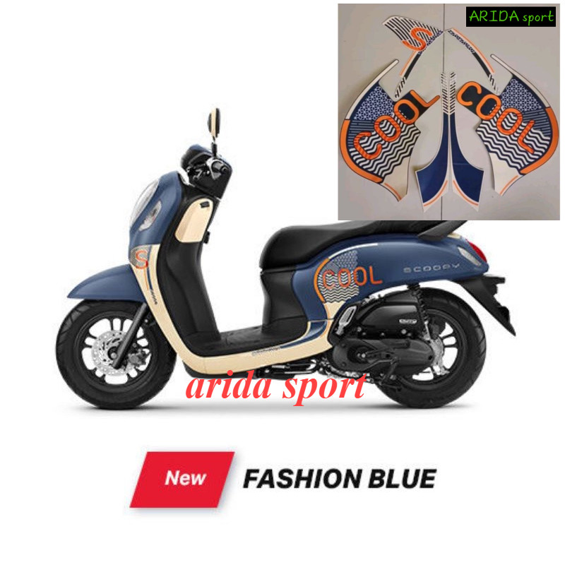 Striping stiker   honda scoopy scopy scopi fi fashion thn 2021 2022 biru doff motif striping origina